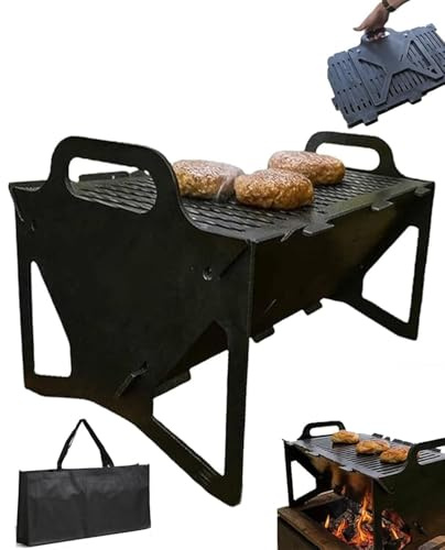 Griglia per barbecue pieghevole per una facile conservazione in acciaio, piccole griglie portatili a carbone per campeggio, griglie pieghevoli in acciaio inox per campeggio, tailgating, barbecue da