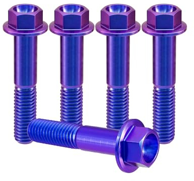RISON-Titanium 5 Stück Titanschrauben M10x1.25x30mm, Titan Flansch Sechskantschrauben, Titan Schrauben mit Flansch Sechskant Kopf Schrauben, Scheibe Befestigungen Flanschschrauben für Motorrad, Auto