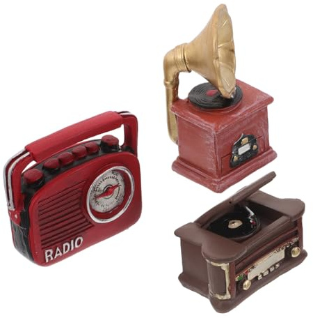 GANAZONO Mini Phonographe Vintage Résine Gramophone Radio Platine Décoration Rétro Compacte pour Bureau Bibliothèque et
