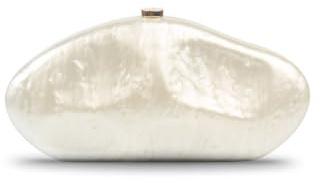 blinkgooblink Damen Clutch weiß, Elegante geldbörse damen & Braut Handtasche aus Hochwertigem Acryl mit Kette, Perfekt für Hochzeit, Party, Abschlussball, Abendmode