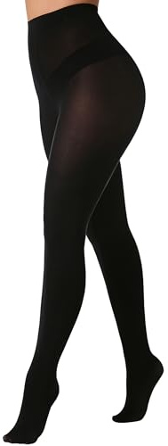 VEBZIN Black Women Tights for Women Soft Opaque Tights Dance Jazz Plus Size Pantyhose Concert Stockings, Large-X Large