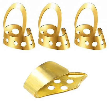 Abaodam 4PCS Adjustable Stainless Steel Thumb Finger Picks for Banjo Guitar Ukulele Hollowed Metal Plectrum Protecting Fingers From Injury Smooth Feel for Plucking Instruments