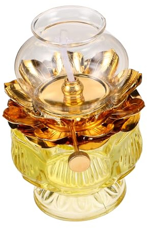 TOYANDONA Lampe à Huile Vintage Lotus Verre Lanterne Coupe-Vent pour Éclairage Urgence Intérieur et Extérieur Lampe à Kérosène Multifonctionnelle pour Décoration et Cérémonie