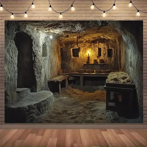 1 2D flat printed stream effect wall-durable for office use with a rural cave design background