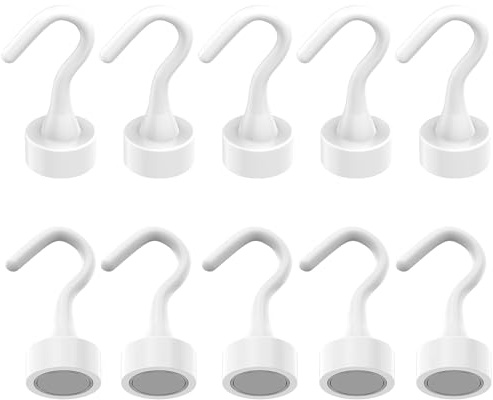 exatta 10 Stück Weiß Magnethaken Kunststoff,Mini Magnetische Haken | ABS Magnethaken Extra Starke für Küche Badezimmer Schlafzimmer Schlüsselhalter,Werkstatt