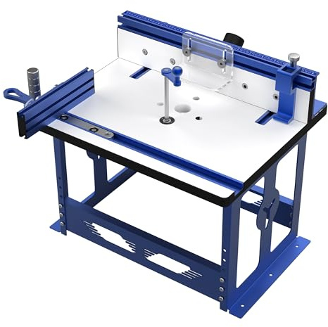 VIDOO EW-XBJ004 Table de Fraisage pour Défonceuse, Établi avec Guide d'Onglet, Système Clôture Profilée, Port Aspiration, Compatible Moteurs 65mm 69mm-Métrique