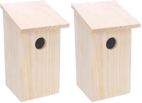 Vogelhaus - Nistkasten Flamingo – nistkasten für vögel für draußen wetterfest – Modell Bizi aus FSC-Holz – 14,5x15,5x26cm – natürliches Vogelhaus mit 3,5cm Einflugloch (Packung mit 2)