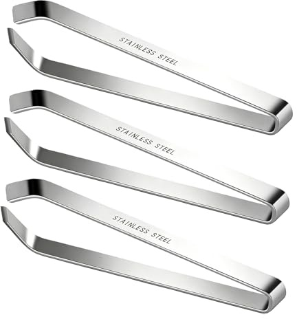 Juego de 3 pinzas de espiga de acero inoxidable de 12 cm, pinzas para espigas y espiga para una extracción precisa, pinzas de cocina inoxidables, pinzas para espigas para pescado y carne, ergonómicas