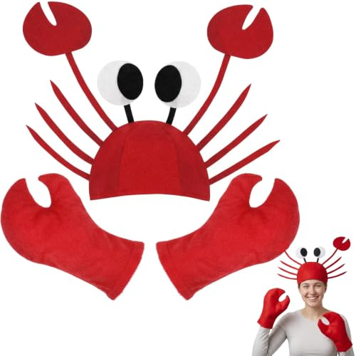 Efuwfugc Lobster Costume, Crab Costume with Adjustable Hat and Claw Gloves, Under The Sea Costumes for Themed Celebrations, Cosplay Events and Holiday Parties