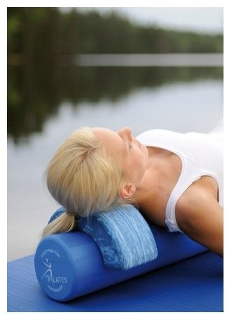 SISSEL Head Align Dynamic Kopfstütze + Pilates Roller Pro: Ø 15 cm, 90 cm lang | Pilates-Set | Faszien-Training | blau