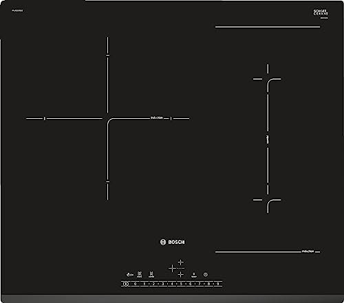Bosch Hogar Serie 6 PVJ631FB1E - Placa de inducción, 60 cm, 17 niveles de potencia, 2 zonas + CombiZone, Gran zona 28 cm I Serigrafía Lineal, Negro con bisel delante
