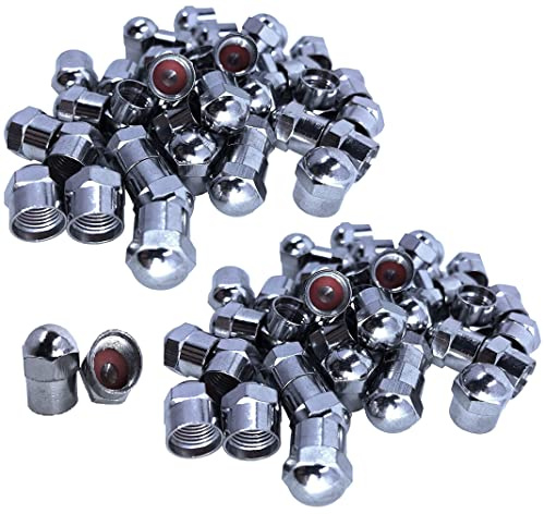 Muzzys -Set of 100- Premium Chrome Valve Stem Caps, Tire Rim Wheel Nuts, TPMS Safe, Chromies, Universal Fit: Car, Truck, Bike, Corrosion Proof