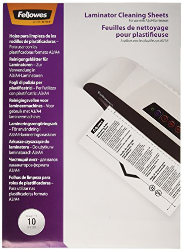 Fellowes A4 Reinigungsblätter für Laminiergeräte, auch als Carrier einsetzbar, 10 Stück