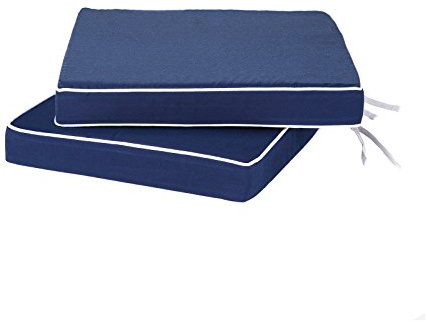 Alfresia Outdoor Garden Chair Cushions Set of 2 – Water Resistant 7cm Thick Seat Pads with Secure Ties, Luxury Replacement Cushions for Patio, Dining, Kitchen & Garden Chairs, 44 x 45.4cm