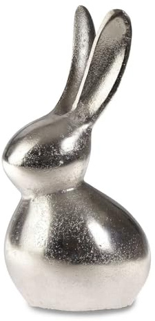 Loberon Deko-Hase Benji, modernes Design, Osterhase mit edlem Finish, Wohn-Accessoire, Ostern, Osterdeko, Osterfiguren, Aluminiumguss, Silber