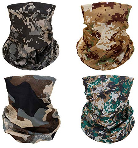 SMEHCF 4 Multifunktionstuch Gesichtsmaske Motorradmaske Sportmaske Sturmmaske Maske Halsmanschette Schal Bandana für Damen Herren Wald Stadt Wüste Digitale Tarnung Camo Camouflage