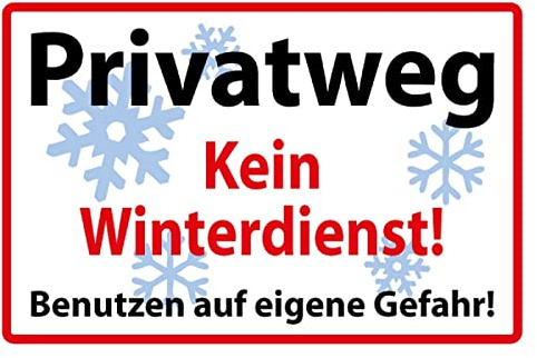 Blechschild 20x30cm gewölbt Privatweg Kein Winterdienst Warnschild Deko Geschenk Schild