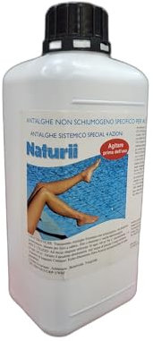 Naturii Alghicida Multi-Azione, Azzurrante, Schiarente, Battericida e Fungicida Non Schiumogeno per Piscina, Made in Italy, 1Lt