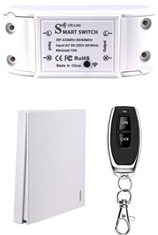 COLOROCK Wireless Remote Lights Switch Kit, 90-264V No Wiring Quick Create or Relocate On/Off Remote Control Switch for House Lighting
