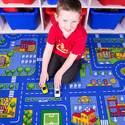 The Rug House Children's Kids Boys Girls City Town Car Roads Interactive Playroom Playmat Creative Toddler Soft Durable Educational Classroom Nursery Bedroom Play Carpet Mat 80cm x 120cm