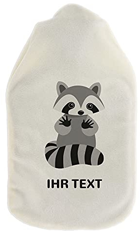 Wärmflasche Waschbär personalisiert, Bezug mit Namen, 800 ml | Waschbär-Wärmflasche mit Wunschname – freche Wärme für Morgenmuffel und Langschläfer