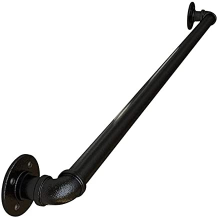 Pasamanos Baranda de Escalera de Tubo de Hierro Forjado Pasamanos De Escalera Interior Exterior de Estilo Industrial Antideslizante Barandilla Metal Negro,Tamaño Personalizable (80CM)