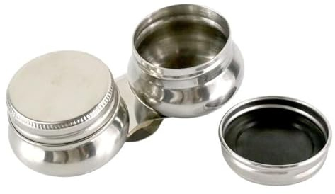 Stainless Steel Double Dipper Palette Cup with Screw Lid and Clip Oil Container for Acrylic or Oil Paint