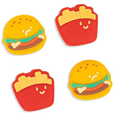 GeekShare Lot de 4 Capuchons Joycon en Silicone pour Joystick Compatible avec Switch, OLED, Switch Lite, Chips Burger