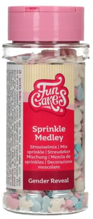FunCakes Sprinkle Medley Zuckerstreusel, Gender Reveal, 65 g | Guter Geschmack, Perfekt zum Dekorieren von Eis, Kuchen, Cupcakes, Cake Pops, Donuts und Kekse, Sprinkle Streusel Mix
