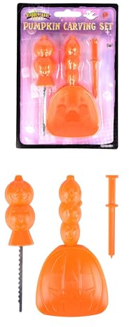 HENBRANDT SIngle - Set di 3 attrezzi per intagliare la zucca, con paletta, sega di sicurezza e attizzatoio per Halloween, accessori per zucca Jack O' Lanterna, kit per intaglio zucca di Halloween per