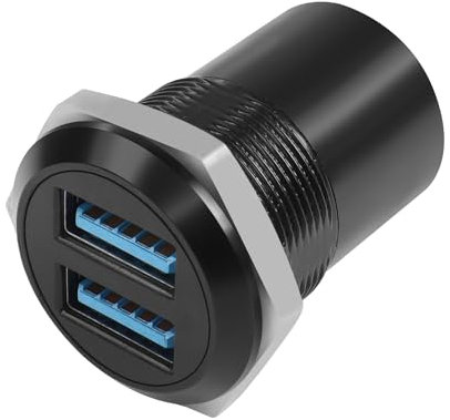 QIANRENON Dual USB3.0 & 2 Female to 2 Female USB 2 Port Data Converter & Mounting Socket - 5Gbps, 5V 2A for USB Data Transfer & Charging