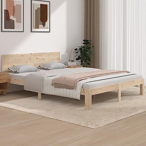 ZQQLVOO Bettgestell Familienbett Palettenbett Massivholzbett 150x200 cm 5FT King Size