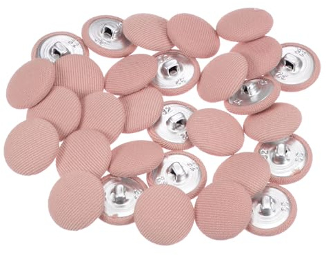 QUARKZMAN 30uds 32L Tela Paño Cubierto Botón 20mm Redondo Metal Vástago Costura Botones para Trajes Vestido Blusas, Rosa