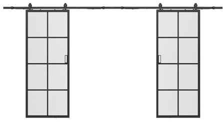 Vente-unique - Porte scorrevole doppia esterno muro 2 x H205 x L83 cm Alluminio e Vetro temperato - WILDEN II