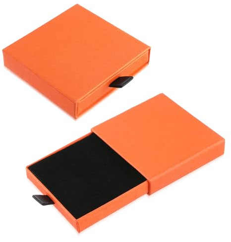 Yolev 2-pack smyckeskrin, 7,9 x 8,1 x 0,7 tum små presentaskar för armband, örhängen, halsband (orange)