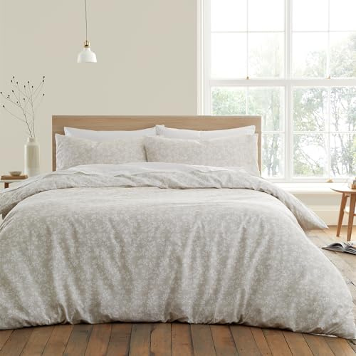Bianca Shadow Leaves 200 Thread Count Cotton Super King Duvet Cover Set with Pillowcases Natural