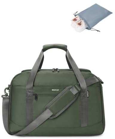 EcoHub Easyjet Underseat 45x36x20 Hand Luggage with Laptop Compartment, Shoe & Wet Pocket Bags, Recycled Green