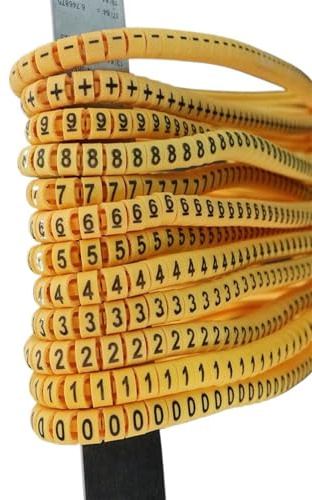 LPHFDCS Etiquette Cable Lot de 120/600 marqueurs de câbles Jaunes EC-0/1/2/3/5/8 0,5 0,75 1 1,5 2,5 4 6 8 10 12 16 25 35 mm2 for Tubes de diamètre de Fil Tube De Marquage De CâBle(0.5mm2 600pcs)