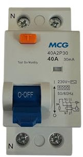 RCD MCG 40A 30mA 2pole Type AC (40/30/2) Residual Current Device