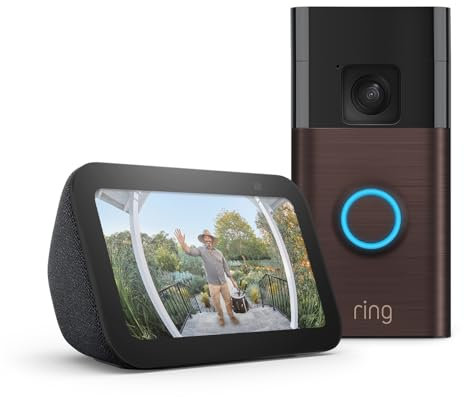 Ring Battery Video Doorbell | Venetian Bronze, Works with Alexa + Echo Show 5 | Charcoal - Smart Home Starter Kit