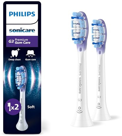 Philips Sonicare G3 Premium Gum Care Original Ersatzbürstenköpfe, Weiß, 2er-Pack, HX9052/87