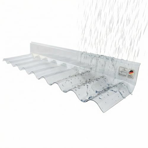 Wandanschlussprofil Eco-Line PVC Sinus Wellplatte 76/18 in glasklar - PROFI QUALITÄT Länge: 1100 mm, Maße: 160 x 70 mm, Maueranschluss, Dachabschluss für Wellblechplatten