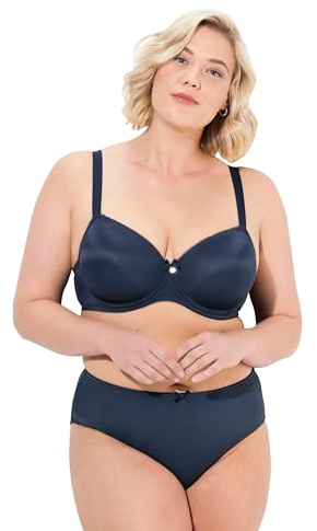 Ulla Popken Damen Bügel-BH, Softschale, Cup B-E, Nachtblau, 110B EU