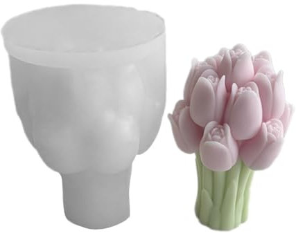 CAZSTYK Beautiful Resin Silicone Moulds Ornaments Molds Tulips Bouquets Shaped Statue Molds Silicone Candle Moulds for Crafting