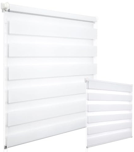 WOLTU 2 Stück Doppelrollo Klemmfix ohne Bohren Duo Rollo Klemmrollo für Fenster mit Klemmträger, Fensterrollo Lichtdurchlässig & Verdunkelnd Wandmontage, Weiß, 60x130 cm (Stoffbreite 56 cm)
