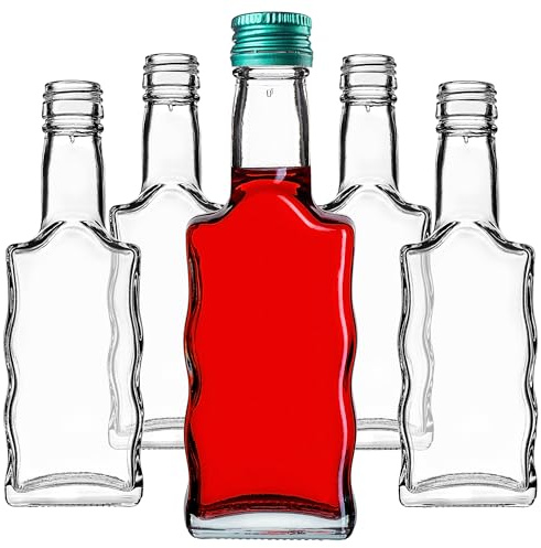 KADAX Set di 50 Bottiglie in Vetro 200ml con Tappo a Vite Verde – Bottiglie vuote da riempire per liquore, Grappa, Olio e aceto, conservazione Alimentare