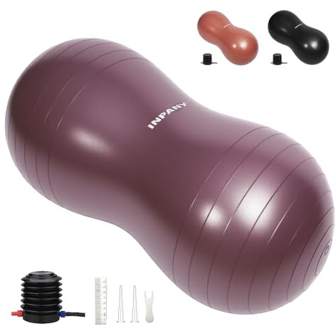 INPANY Peanut Ball - Anti Burst Exercise Ball for Labor Birthing, Physical Therapy for Kids, Core Strength, Home & Gym Fintness (Include Pump) Rose Gold