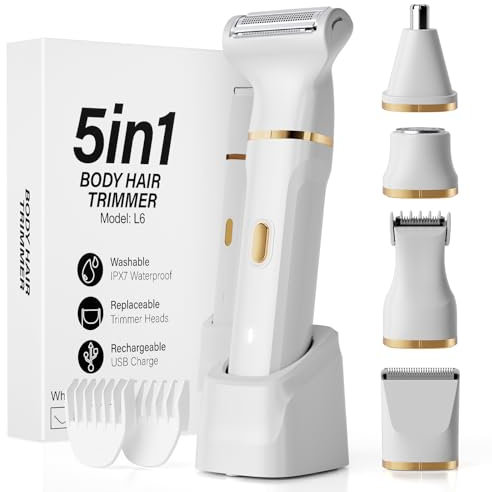 Rasierer Damen Elektrisch, 5 In 1 Ladyshaver Wet & Dry Intimrasierer für Frauen, Eignet sich zum Rasieren aller Körperhaare, Gesichtshaarentferner für Frauen, Ipx7 Wasserdicht, USB C/Dock-Aufladung