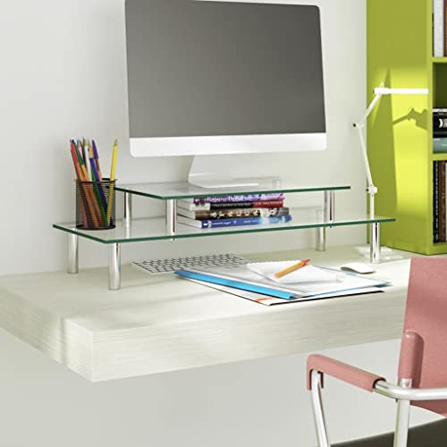 Xichuzi Monitorständer 2-stufig, Monitorständer, Bildschirmerhöhung, Monitorerhöhung, Monitor Erhöhung Schreibtisch, Monitor Erhöhung, Transparent Glas