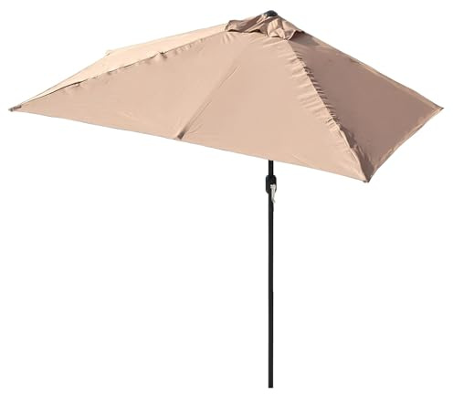 XUQQU Demi-Parasol De Jardin 2,0m X 1, Parasol Rectangulaire avec Manivelle, Protection UV50+ Imperméable pour Terrasse Balcon Plage, Structure Acier Anti-Rouille – sans Base(Khaki)